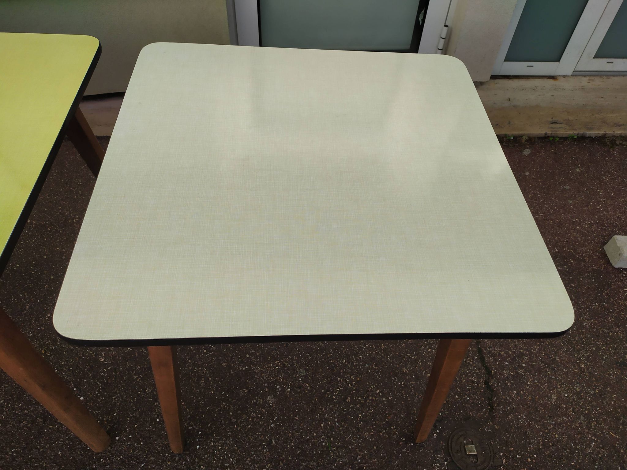 Lot of 3 Formica and Wood Bistro Tables - 1950 - 1960