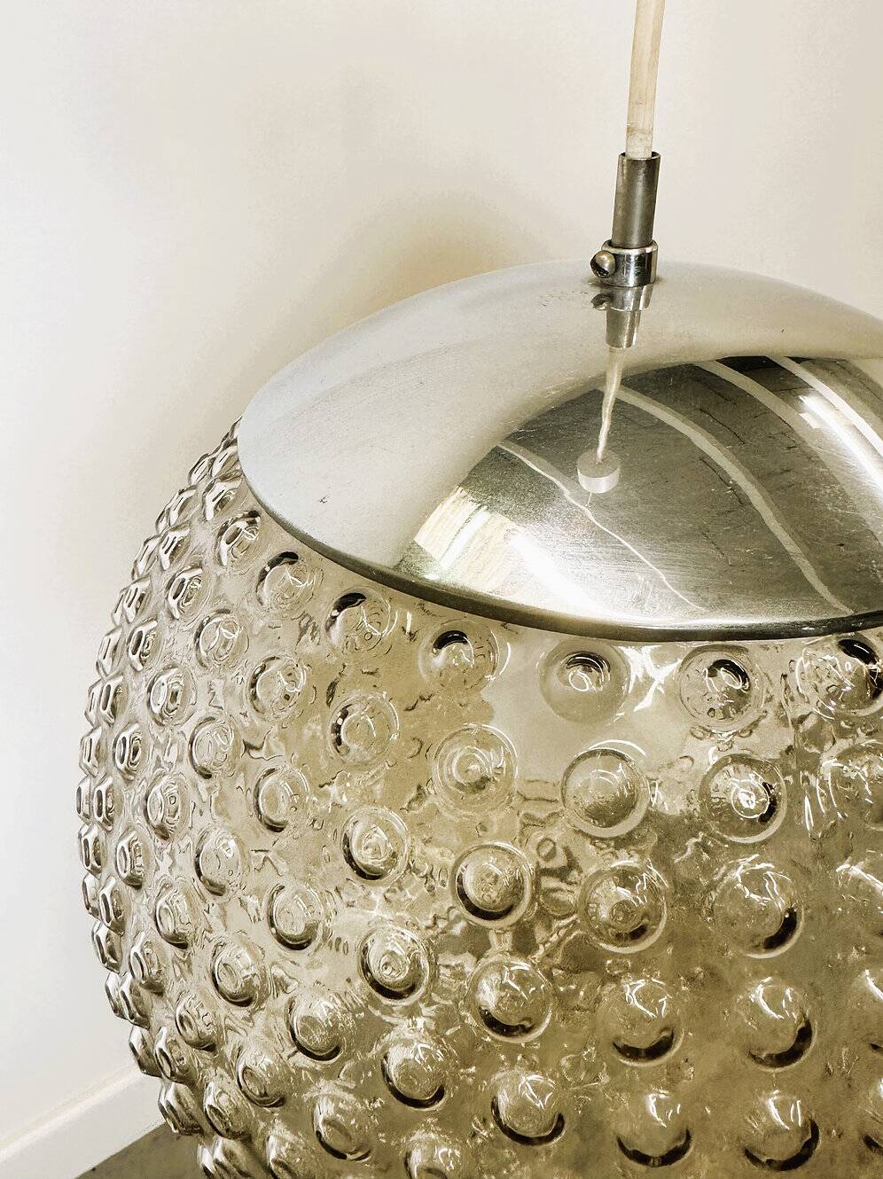 Rare designer glass Space Age pendant lamp by Rolf Krüger for Staff, Germany, 1970s