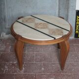 Art Deco wooden coffee table, marble top living room table, side table.