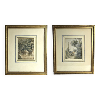 Pair of watercolors of Normandy landscapes signed late 19th century