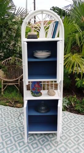 White rattan shelf