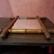 Old bamboo style wooden mirror vintage decoration