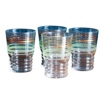 4 verres granité verts années 50