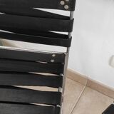 2 chaises en métal chromé et tissu noir