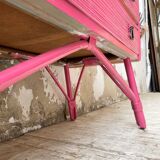 Vintage pink rattan chest of drawers