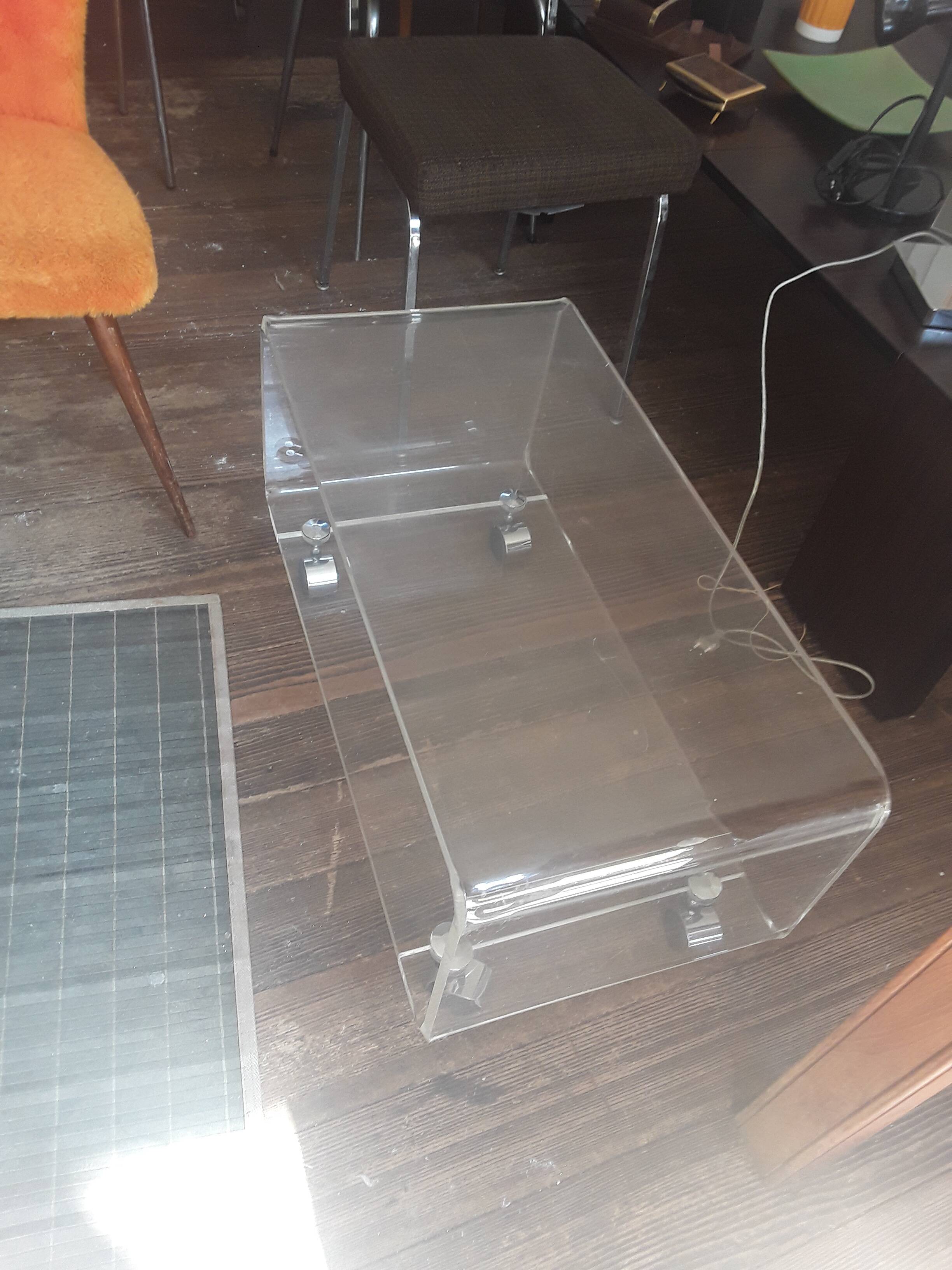 David Lange plexiglass coffee table
