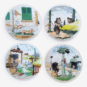 4 Benjamin Rabier Sarreguemines dessert plates