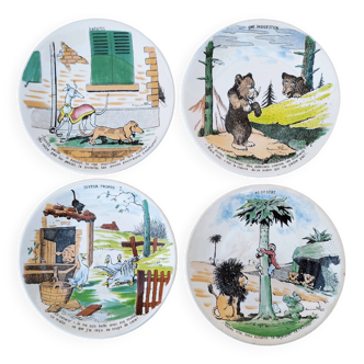 4 Benjamin Rabier Sarreguemines dessert plates