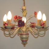 Lustre en métal à décor floral, France