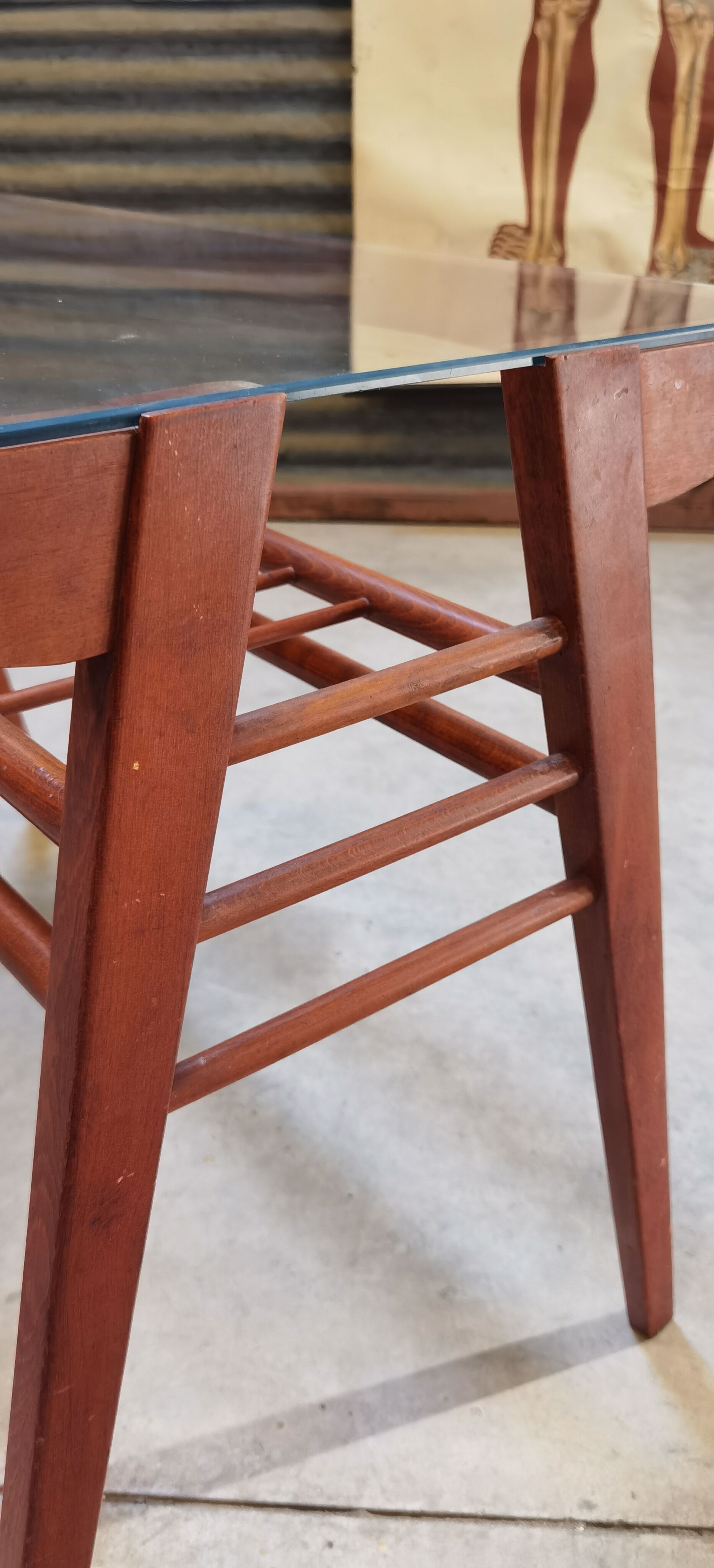 Side table or wood and glass console by Frantisek Jirak 1960