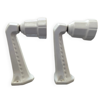 Lot paire deux appliques porcelaine 1930 Art déco salle de bain