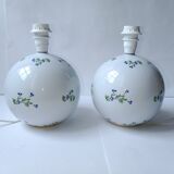 Pair of Royal Lily Aux Barbeaux Porcelain Ball Lamps