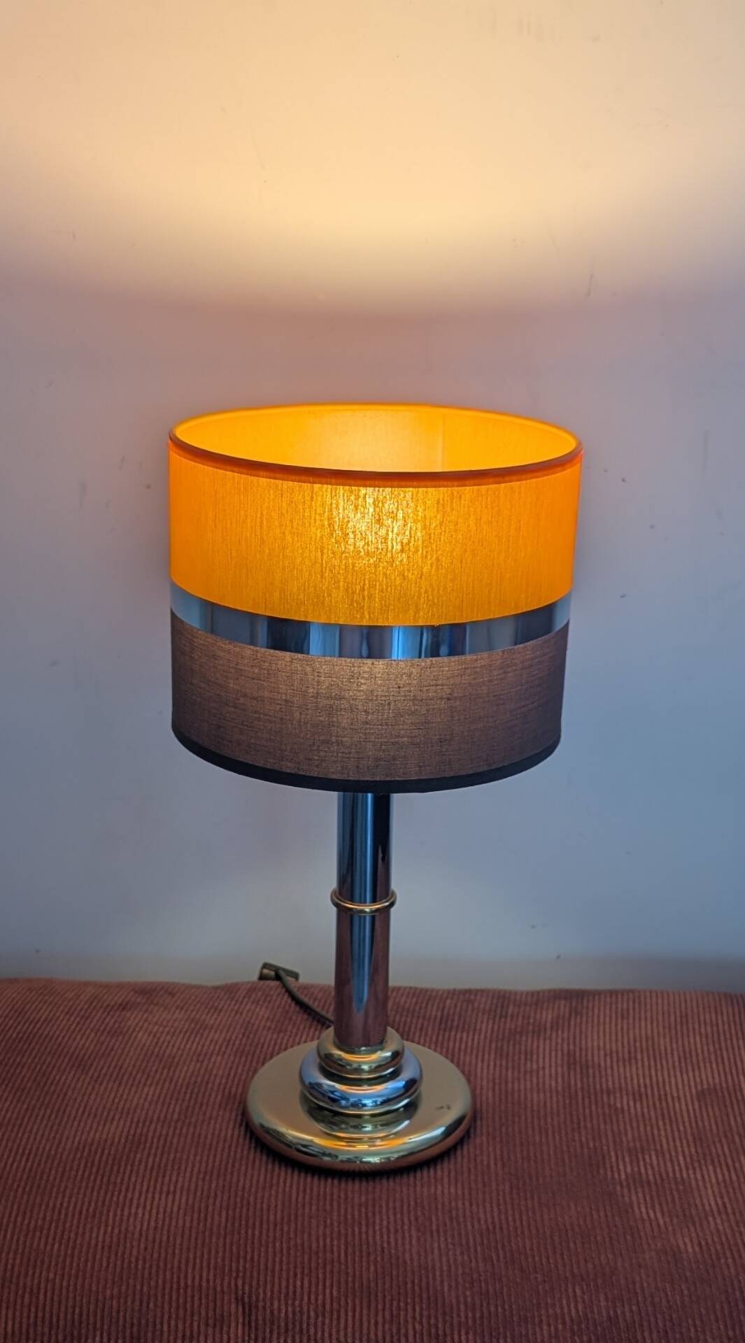 Vintage orange and chocolate lamp design.