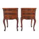 Pair of cherry wood bedside tables in Louis XV style with 3 drawers.