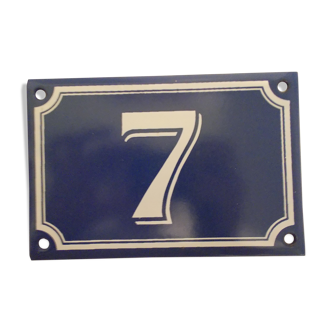 Plaque émaillée vintage N°7 numéro de rue