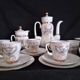 Lomonosov 29-piece porcelain coffee set, cast patterns enhanced with 24k gold