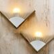 A pair of 80s hollywood regency glass & brass wall lamps