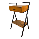 Vintage side table year 50 wood and metal dlg jacques hitier