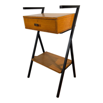 Vintage side table year 50 wood and metal dlg jacques hitier