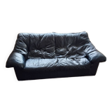 Gerard Guermonprez black leather sofa, cocooning sofa