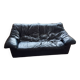 Gerard Guermonprez black leather sofa, cocooning sofa