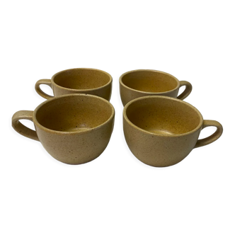 4 vintage stoneware lunch cups