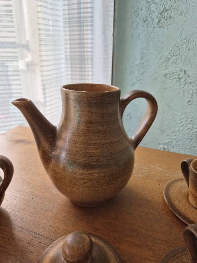 Service à café / thé vintage en grès pyrité artisanale