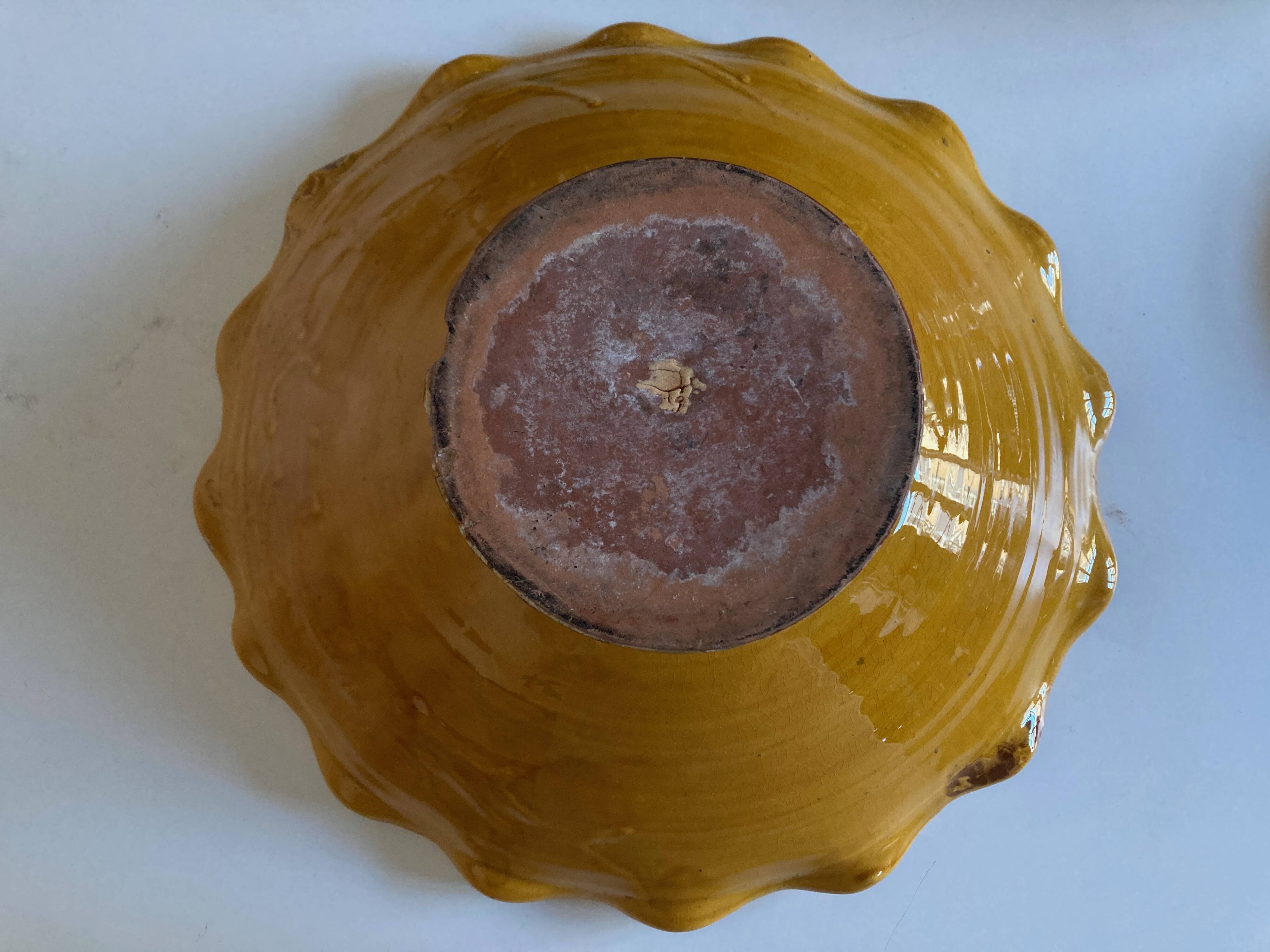 XXXL wavy bowl in glazed terracotta 1950 Provence