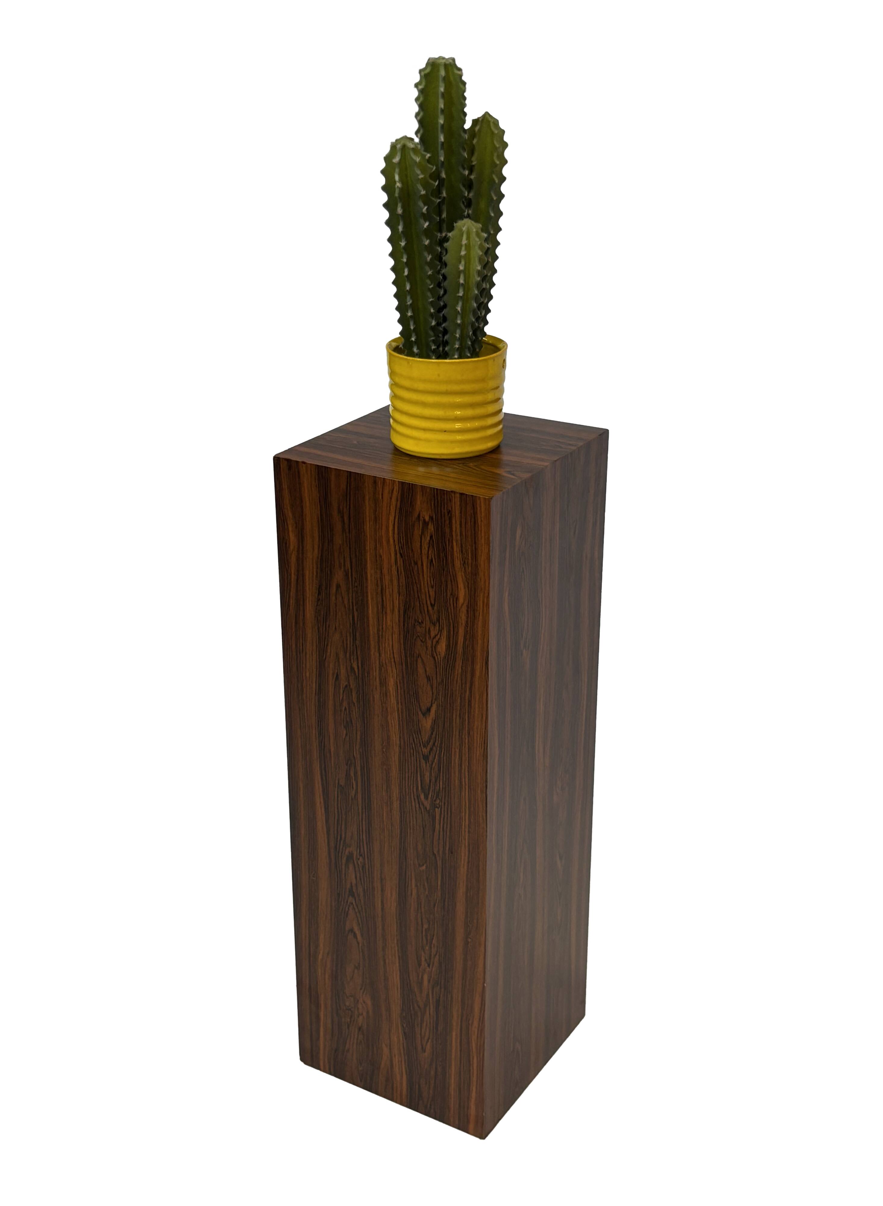 Vintage plant column in rosewood veneer 80s design