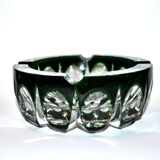 Saint-Louis crystal ashtray with green lining Overlay Ambassador model