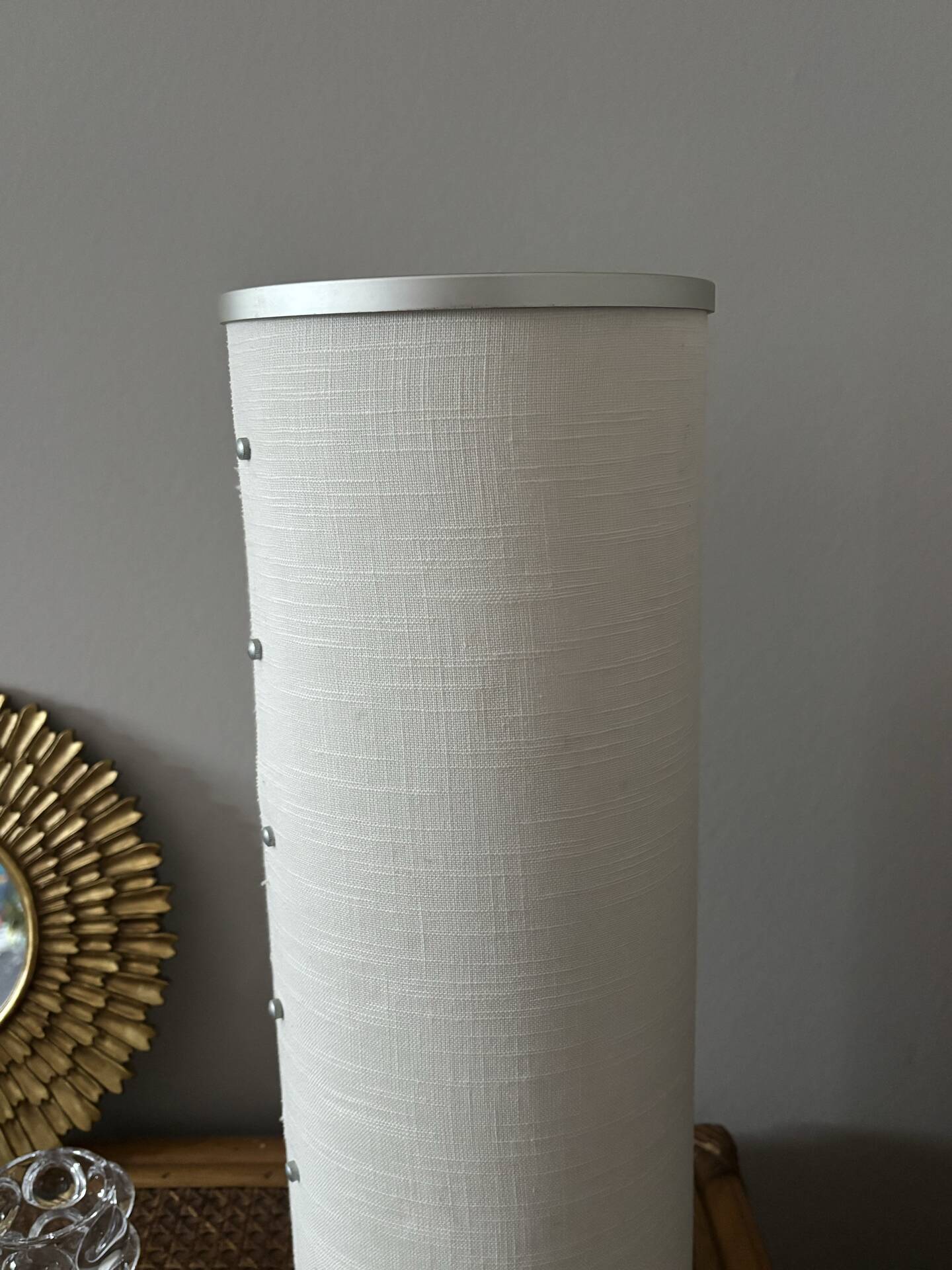 Linen and metal floor lamp