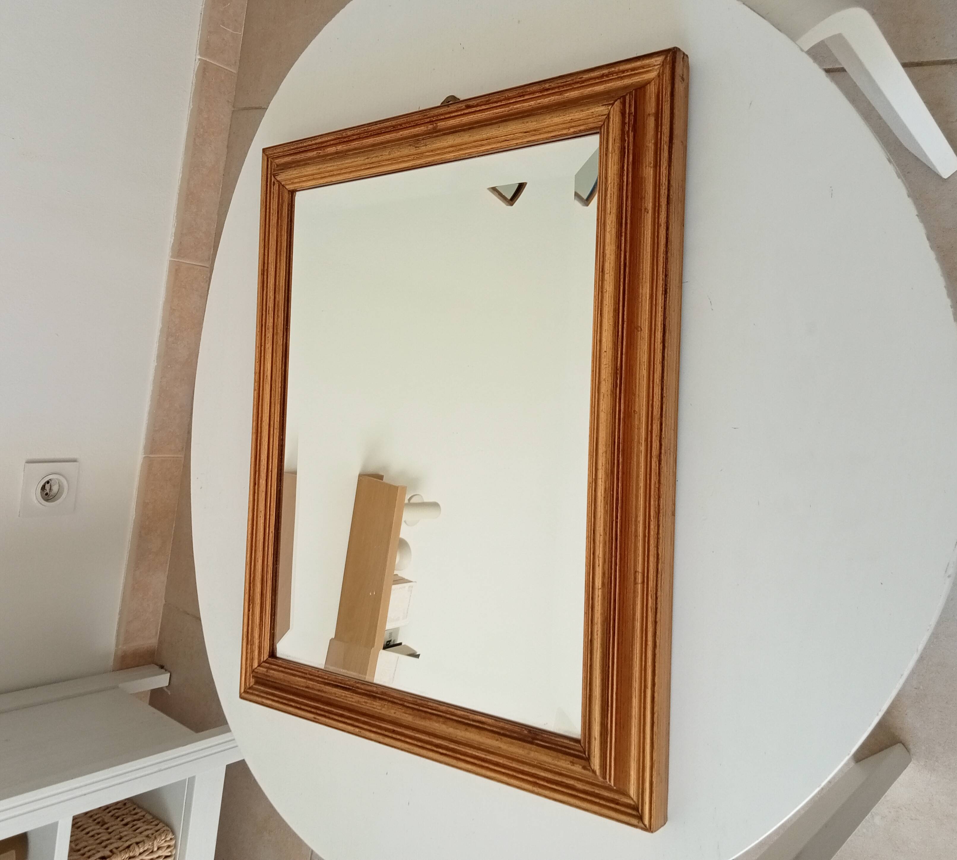 Vintage gold mirror beveled glass 47.5*37.5