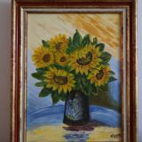 Sunflower painting signed M.C. Weiss