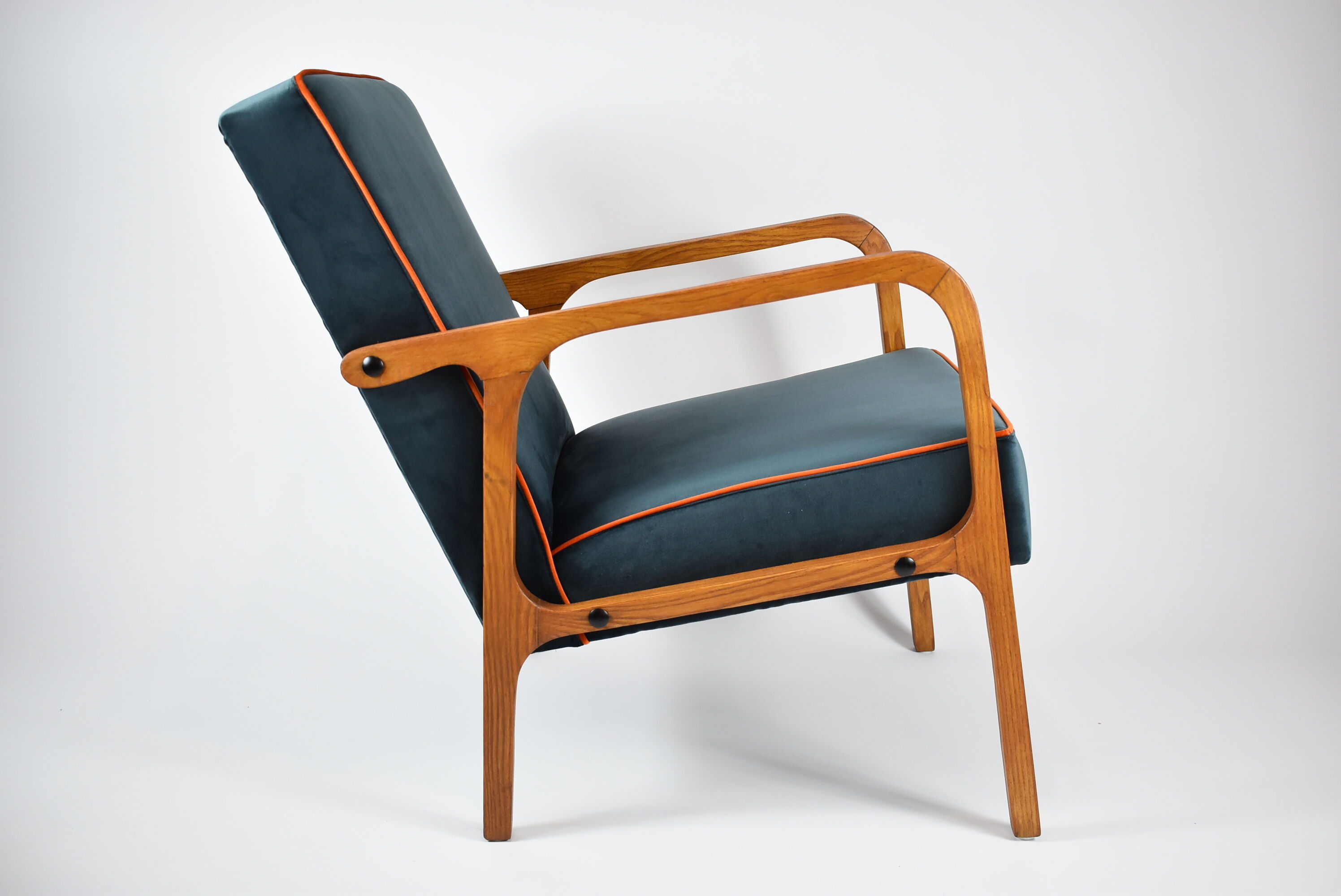 Restored vintage armchair model 04-b, 1970s, dark ocean green