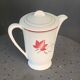 White earthenware coffee pot with red leaf decoration, art deco