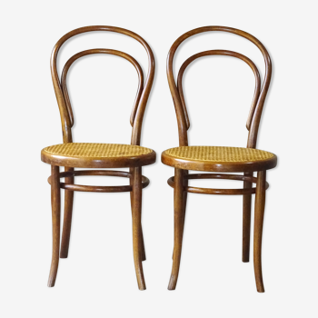 Set de 2 chaises Thonet N°14 cannées 1900