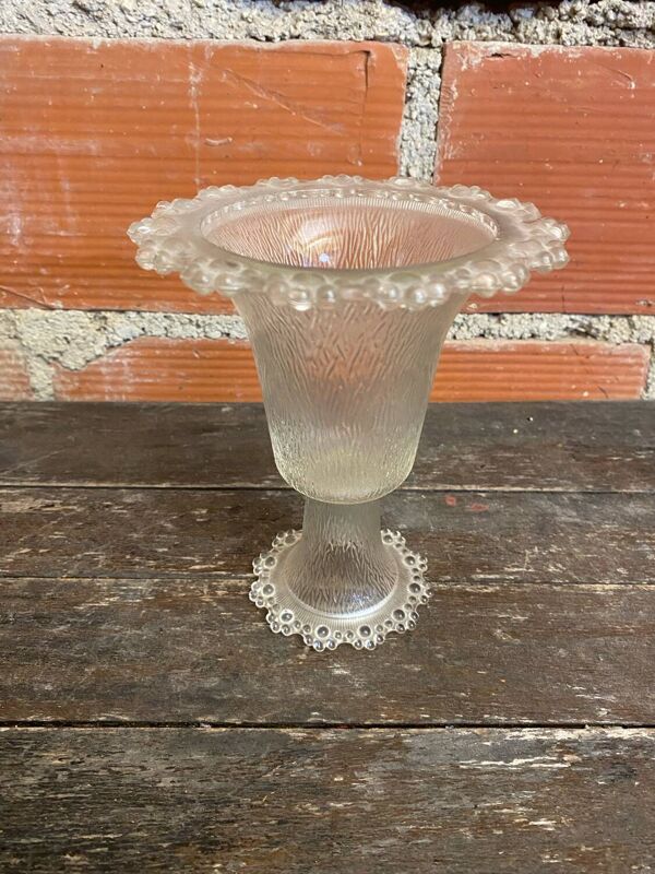 Paire coupe à fruits masserini barocco verre moulé rang de perles vint