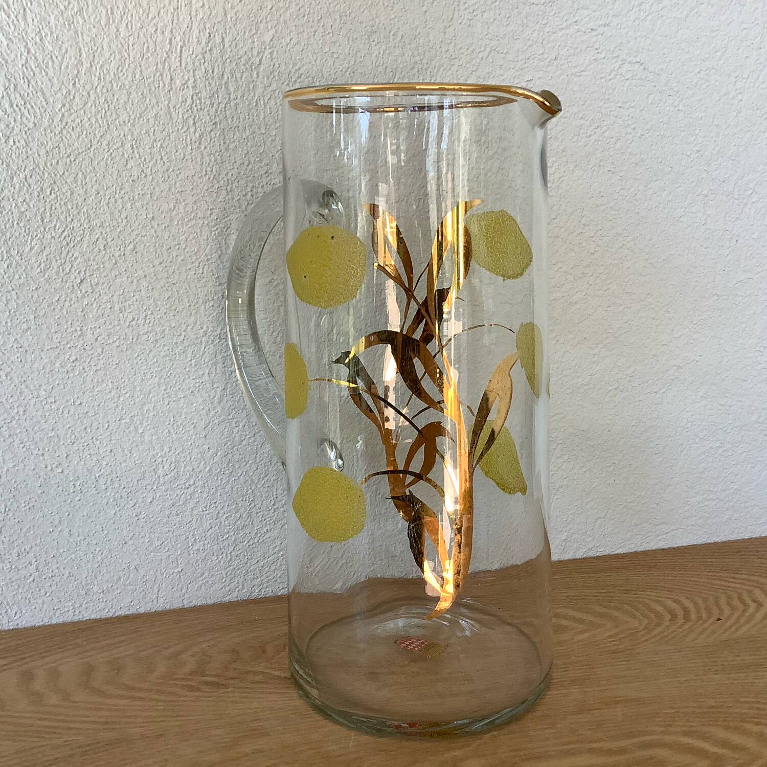 1950s-6o Gilding And Enameled Lemon Monaco Glassware decanter