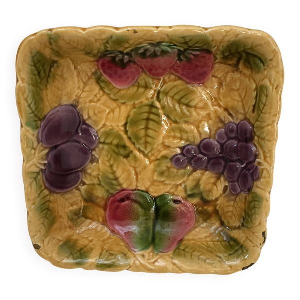 Plat creux - saladier Sarreguemines - décor fruits Barbotine