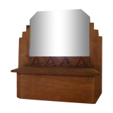 Old mirror beveled wooden box carved art deco