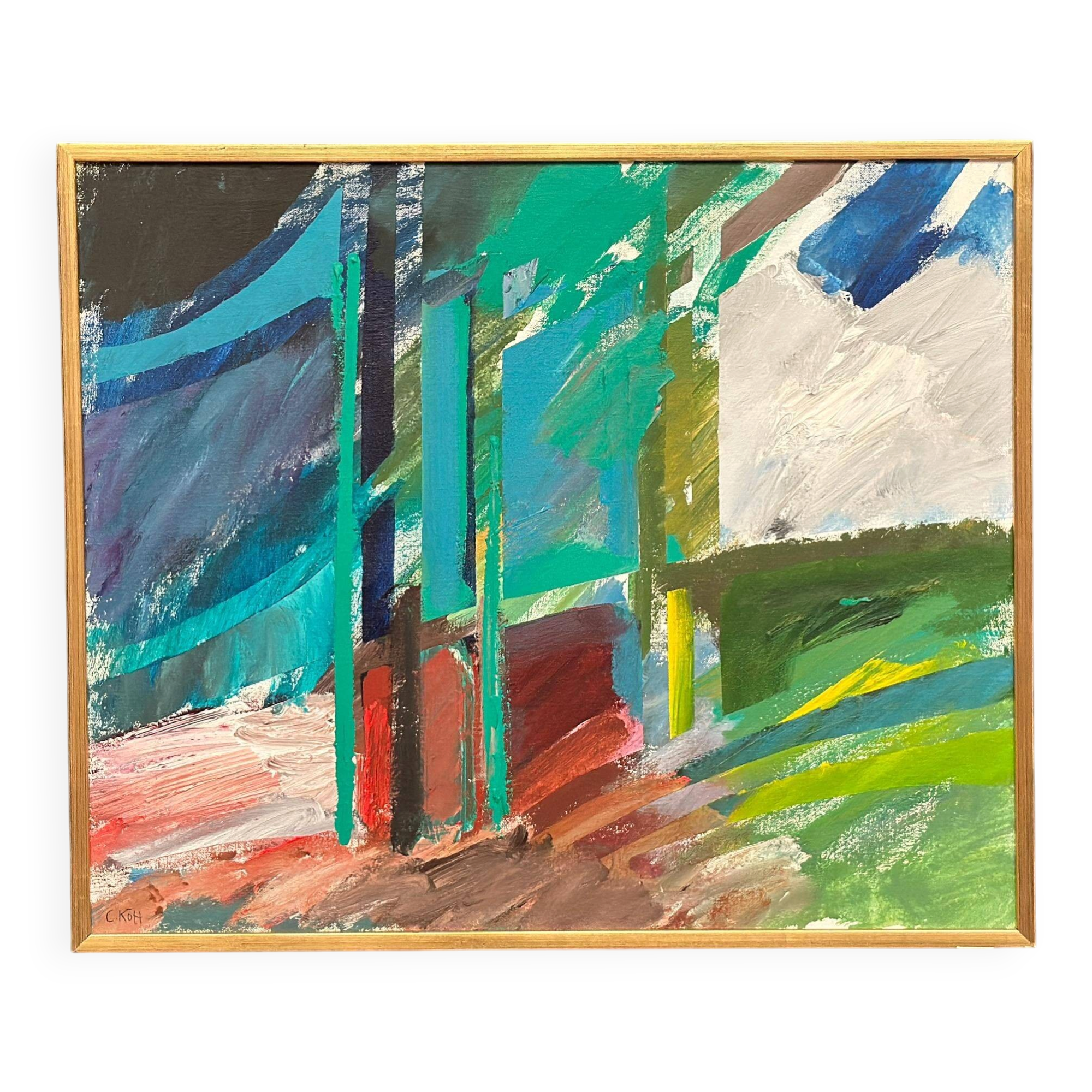Huile sur toile suédoise – Motif abstrait par Carl Köhler