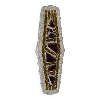 Vintage XL "stained glass" wall sconce in cement and glass, Sweden 1950