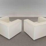 Pair of vintage Throw Away Armchairs by Willie Landels for Zanotta, white Vinyl