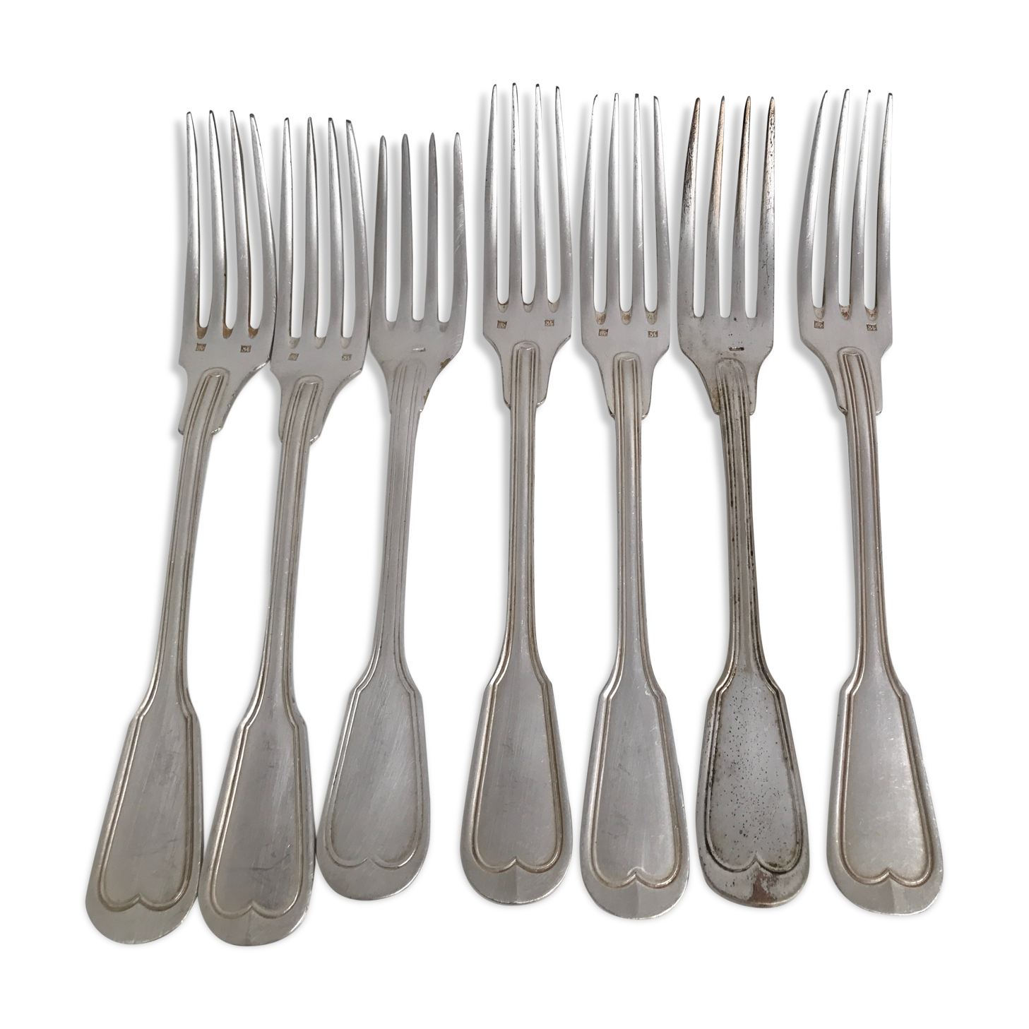 6 vintage metal silver forks