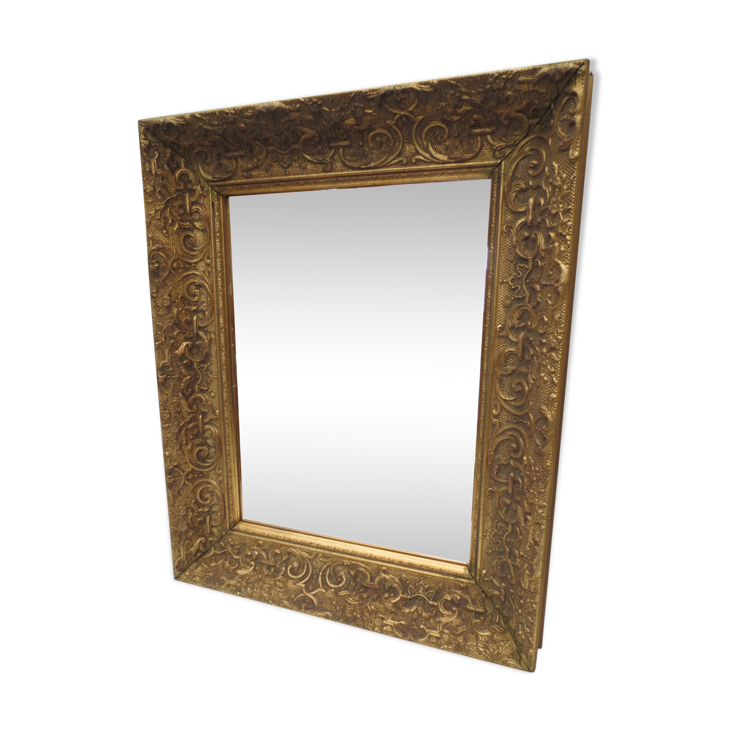 old rectangular mirror, gilded wood frame 44x54cm