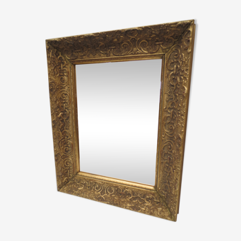 Miroir rectangulaire ancien cadre  bois doré 44x54cm