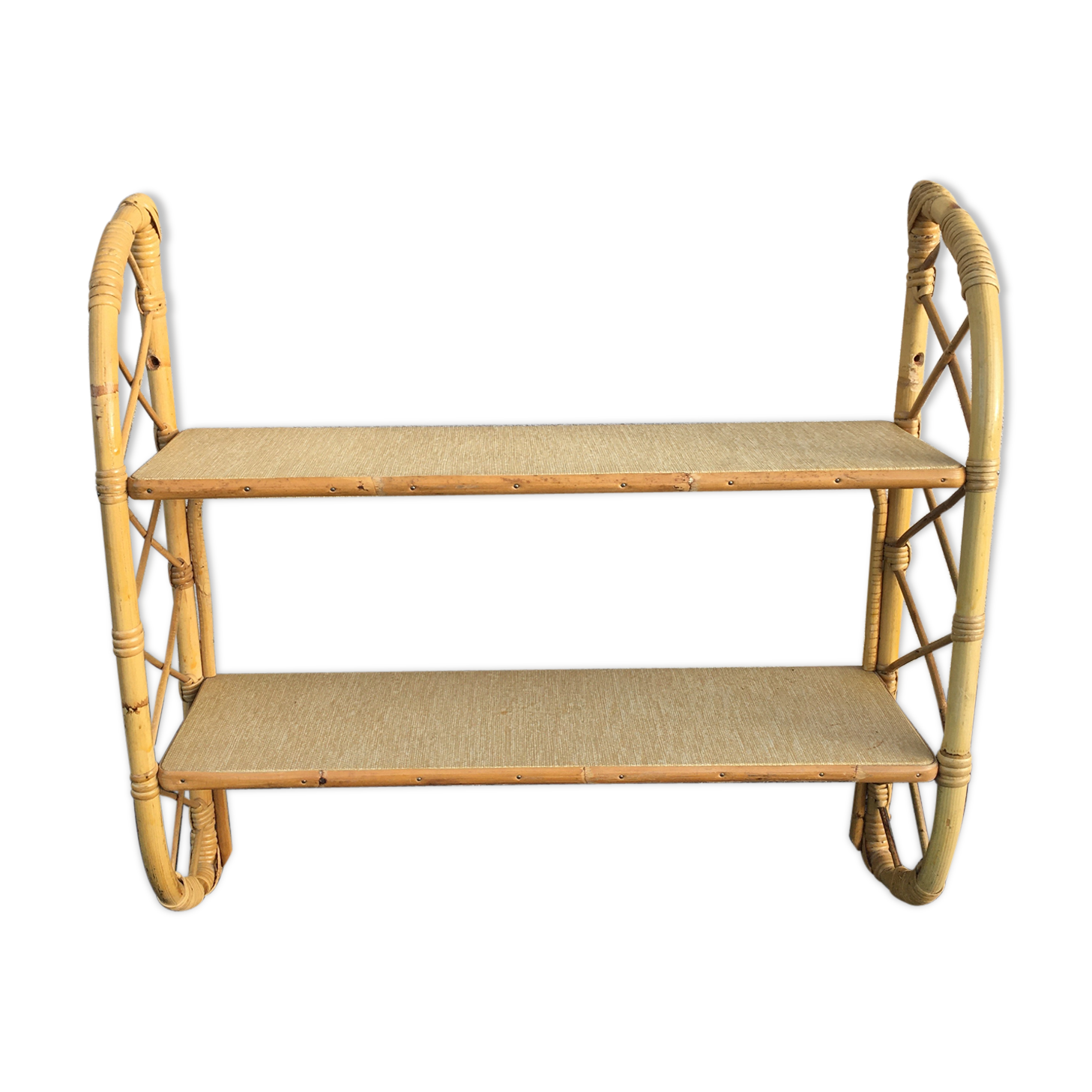 Vintage rattan wall shelf