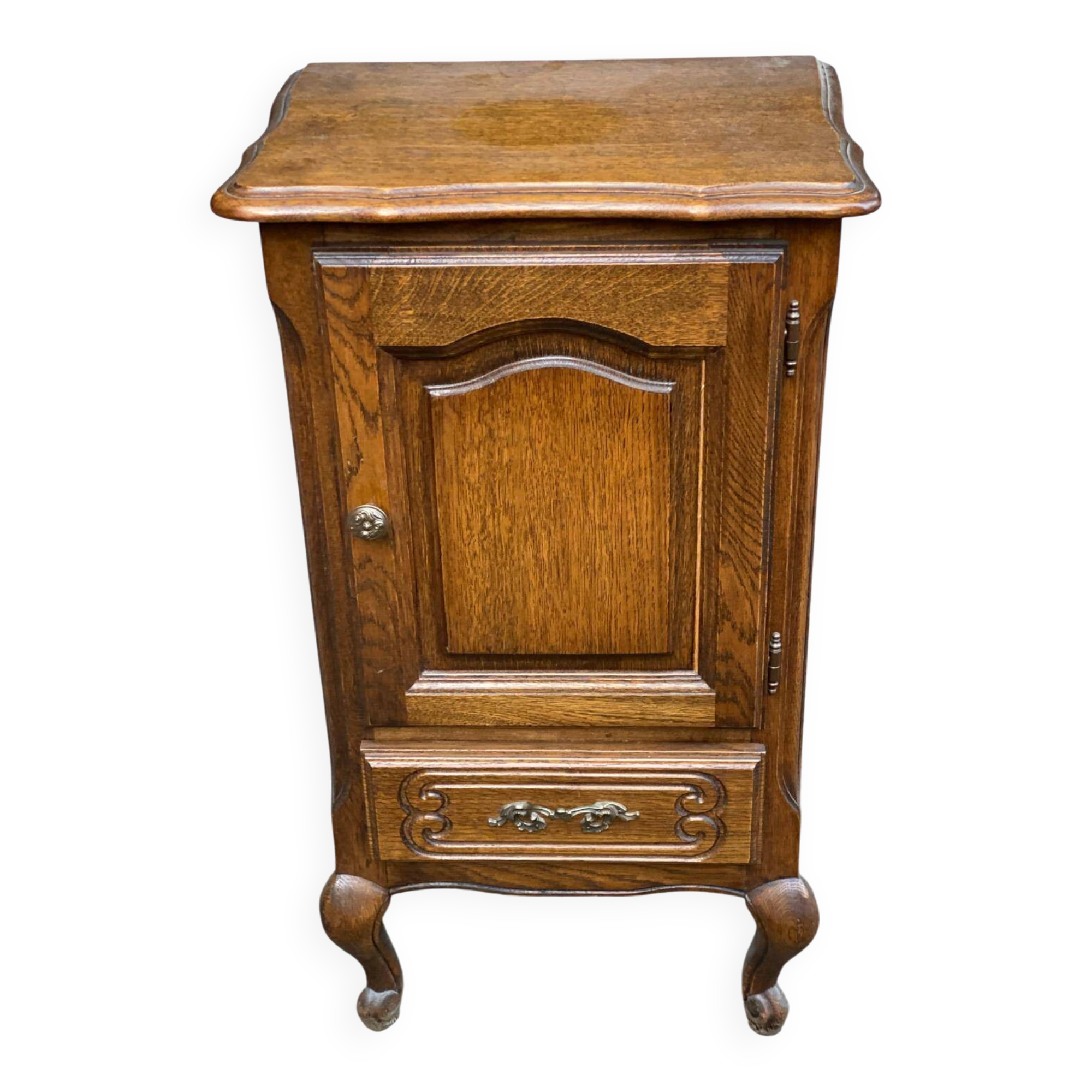 Table de chevet Louis XV en chêne 1970