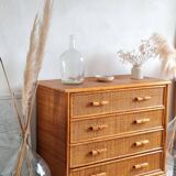 Vintage rattan chest of drawers circa 70s