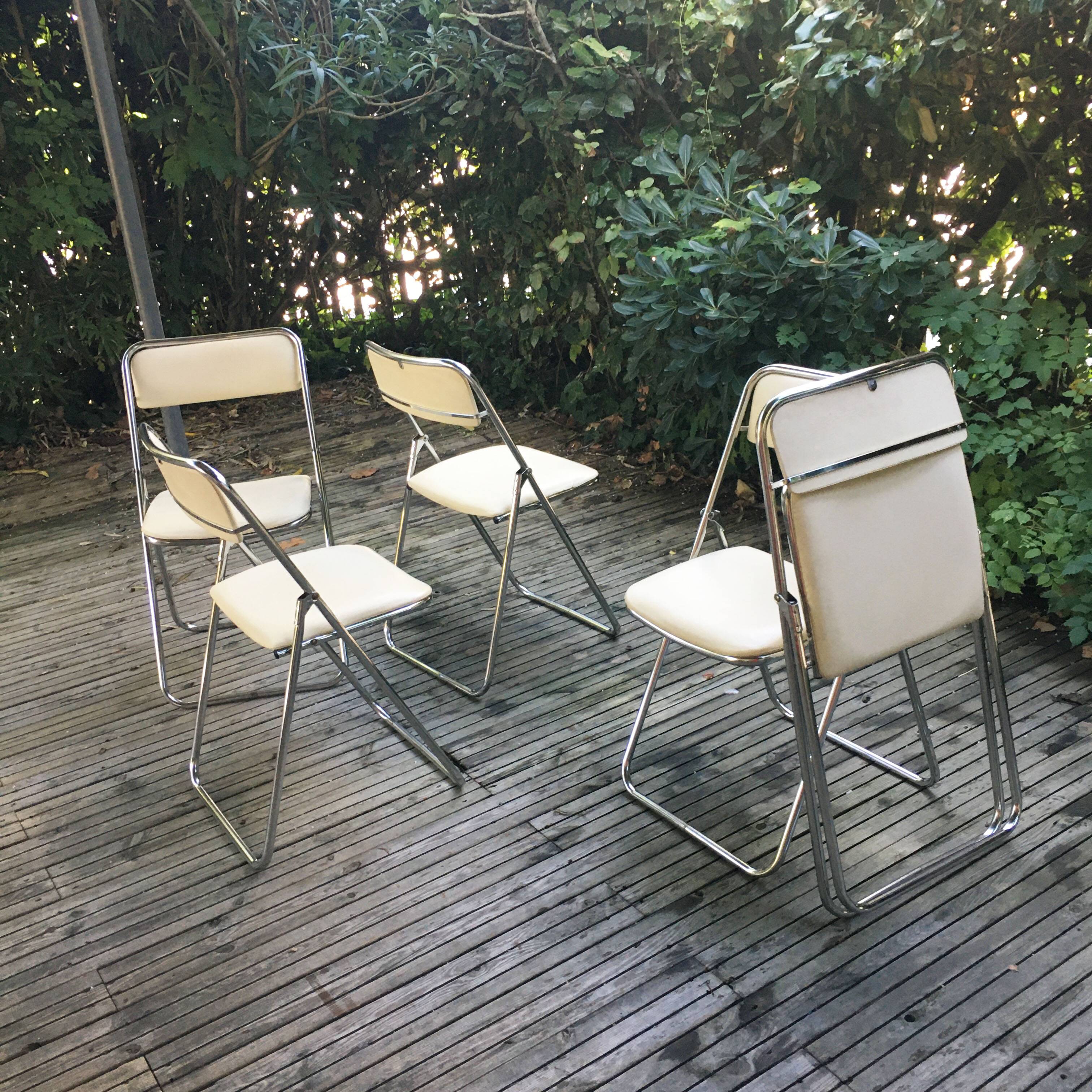 Set of 5 folding chairs 1970 chrome